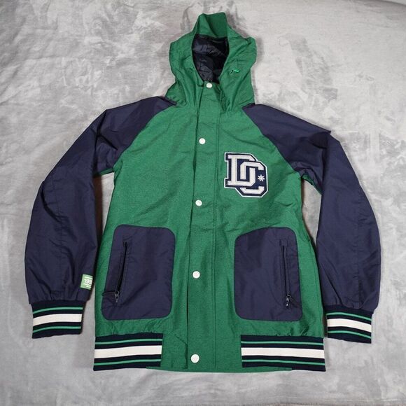 DC Shoes Snowboarding Varsity Jacket Mens S 10K Waterproof Winter Green/Blue
